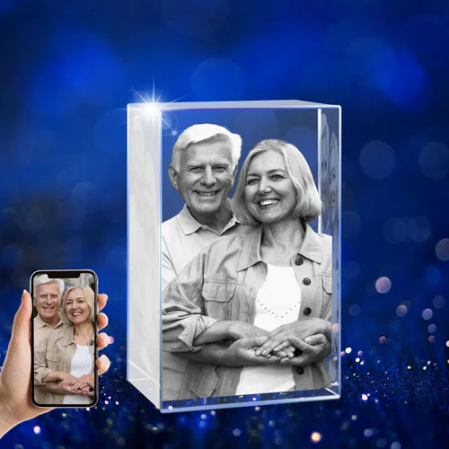 Miniatura 12 de Foto de cristal 3D personalizada, marco de fotos de vidrio grabado con láser, gran aniversario, cumpleaños, Navidad, regalos conmemorativos