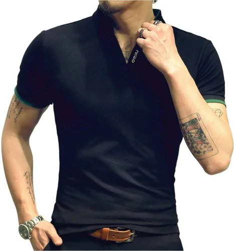Miniatura 4 de LOGEEYAR Camisa polo de moda para hombre, de manga larga, ajustada, Henley, ropa de algodón piqué