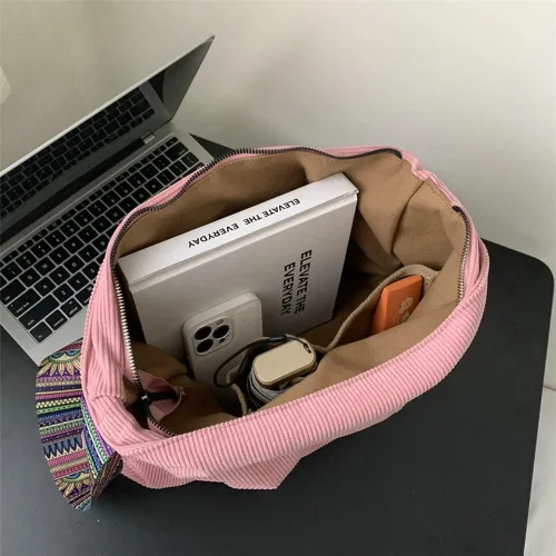 Miniatura 7 de Bolso de mano de pana para mujer, bolso de hombro grande, bolso elegante casual, bolso de pana, bolso de viaje para el trabajo