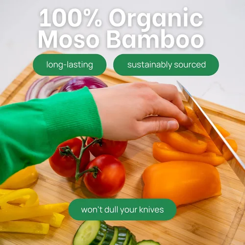 Miniatura 2 de GREENER CHEF Tabla de Cortar de Bambú de 15 Pulgadas con Reemplazos de por Vida - Tabla de Cortar de Madera Mediana para Cocina, Bloque