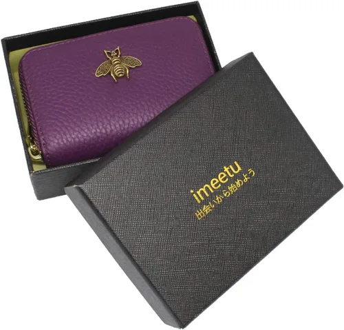 Miniatura 2 de imeetu - Tarjetero de cuero con cremallera y contra identificación por radiofrecuencia (RFID) pequeño, cartera para mujer
