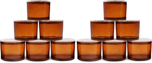 Miniatura 31 de SHOWIN Tarros de vela gruesos de 18 onzas para hacer velas, 6 unidades, frascos vacíos con tapas de madera para hacer velas, recipiente de muestra