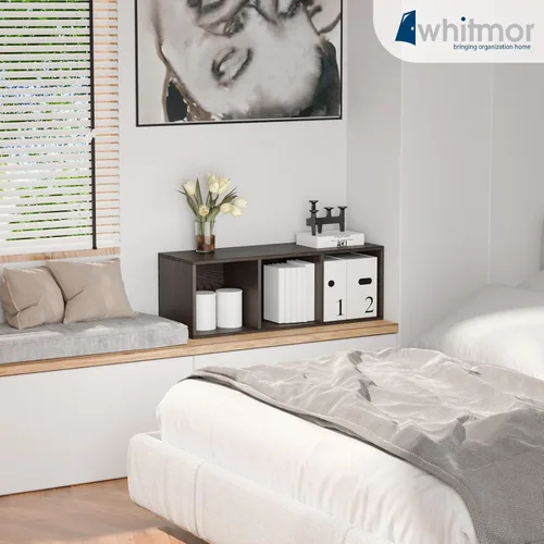 Miniatura 5 de Whitmor Estantería de 3 cubos, apilable de 3 niveles, organizador de exhibición de almacenamiento abierto, armario de almacenamiento para sala
