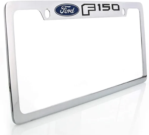 Miniatura 6 de Ford F 150 - Marco de matrícula grabado con tapa de metal de zinc con revestimiento negro, 4 agujeros