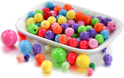 Miniatura 3 de 200 cuentas redondas acrílicas de 0.394 a 0.787 pulgadas (6 a 0.787 in) de color caramelo, cuentas espaciadoras sueltas para manualidades para hacer