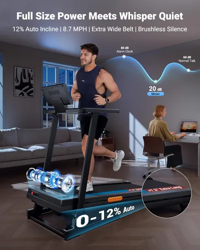 Miniatura 2 de THERUN Treadmill with Incline, Incline Treadmill, Brushless Motorized Treadmills for Quiet Running Naranja claro