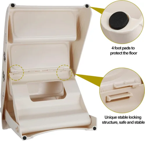 Miniatura 5 de Escaleras para perros y escalones para camas altas, escalera plegable para mascotas para perros pequeños, rampa de plástico antideslizante segura