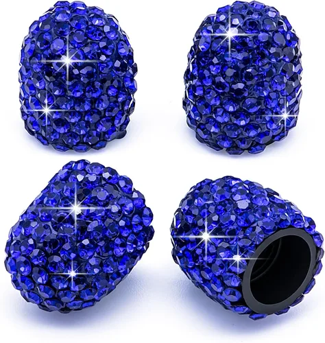 Miniatura 29 de 8 PCS Tapas de Válvula de Vástago de Neumático con Diamantes de Cristal Brillante, Tapas de Válvula de Neumático de Coche a Prueba de Polvo Blanco