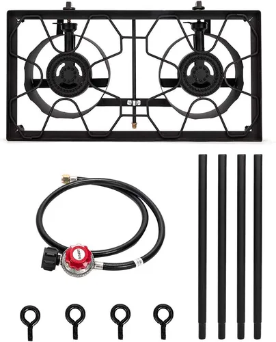 Miniatura 8 de Henf Estufa de campamento para exteriores, cocina portátil de gas propano de alta presión con regulador ajustable de 0-20 PSI, patas ajustables