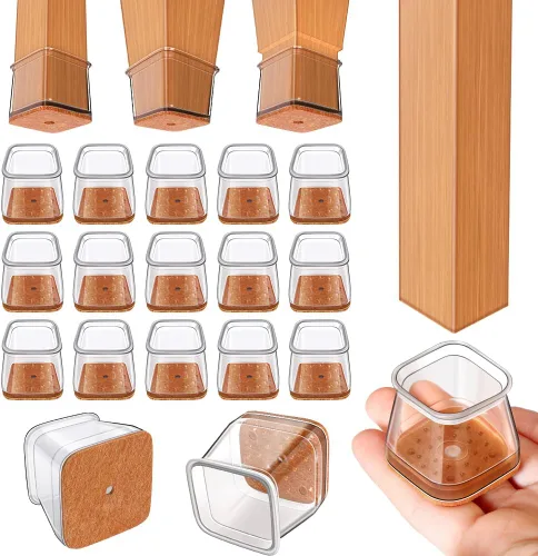Miniatura 8 de Ansible 36 Pack Protectores de Patas de Silla para Pisos de Madera Dura, Fundas de Silicona y Fieltro, Almohadillas, Tapas, Protegen los Pies