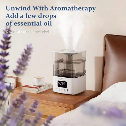 Miniatura 6 de Humidificadores inteligentes para dormitorio, humidificador de aire de niebla fría de 4L de llenado superior para habitación grande, control de Gris