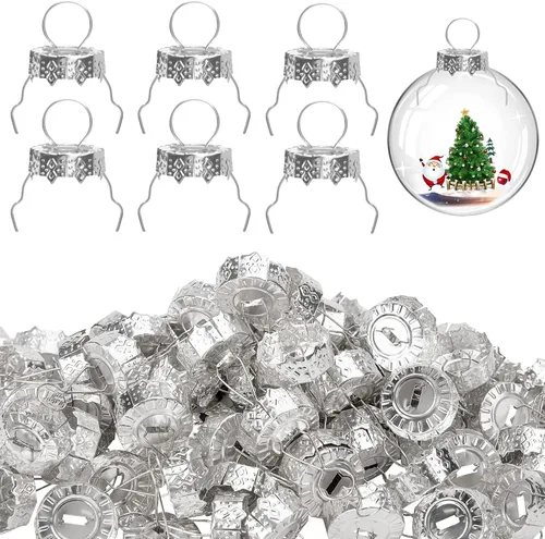 Miniatura 8 de moonoom 100 tapas redondas de adorno de Navidad, perchas de repuesto para árbol de Navidad, porcelana, cerámica o vidrio, decoraciones de bricolaje