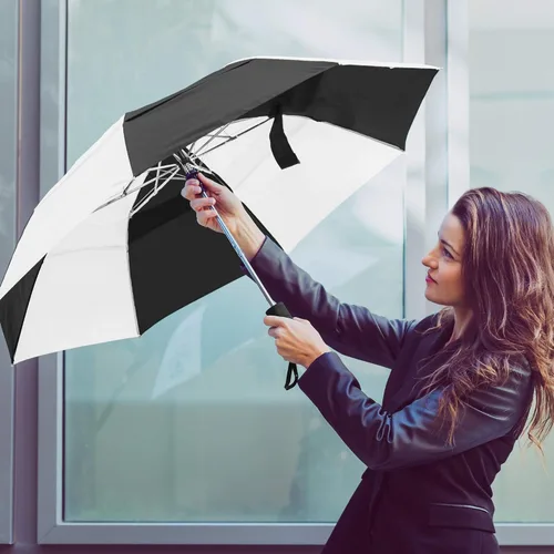 Miniatura 4 de STROMBERGBRAND UMBRELLAS Paraguas de viaje plegable y compacto de 42 pulgadas con ventilación, resistente y duradero, ligero, para lluvia, viento
