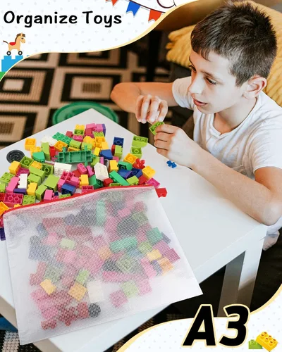 Miniatura 2 de Umriox 5 bolsas de malla con cremallera de 16.9 x 12.4 pulgadas, bolsas con cremallera, extra gruesas, bolsas con cremallera para organizar, bolsas