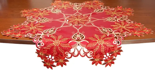 Miniatura 4 de EcoSol Designs Camino de mesa bordado con flores, parte superior, elegante centro de mesa para mesas rectangulares y ovaladas, ideal para eventos