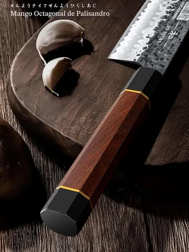 Miniatura 4 de HOSHANHO Juego de 5 cuchillos de cocina japoneses de acero de alto carbono, juego de cuchillos de chef profesionales ultra afilados con mango