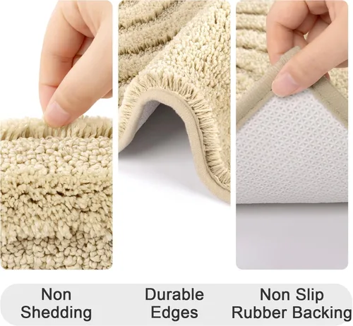 Miniatura 7 de Juego de alfombras de baño HEBE de 5 piezas, tapetes de baño absorbentes y suaves para baño, juego de tapetes de baño lavables a máquina