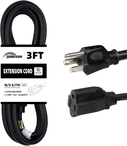 Miniatura 9 de Cable de extensión para exteriores de 10 pies, 16/3 SJTW, cable de extensión verde duradero para luces de Navidad con enchufe de tierra de 3 puntas