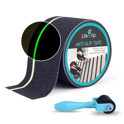 Miniatura 53 de Lifegrip - Cinta de tracción antideslizante, 4 pulgadas x 38 pies, mejor agarre, fricción, adhesivo abrasivo para escaleras, peldaños de pisada