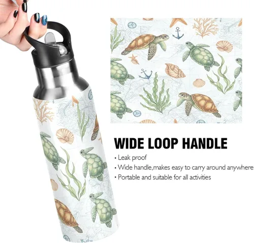 Miniatura 4 de Watercolor Sea Turtles Stainless Steel Vacuum Insulated Water Bottle 32 Oz, BPA-Free Sport Water Bottle Leakproof Water Bottles
