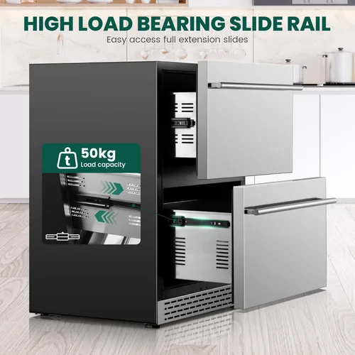 Miniatura 2 de Refrigerador de cajones para exteriores de 24 pulgadas, con puerta de acero inoxidable, para debajo del mostrador, refrigerador independiente