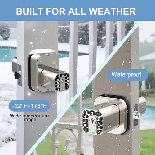 Miniatura 5 de Richelock IU53 - Cerradura de puerta con teclado y huella digital de doble cara, para todo tipo de clima, entrada biométrica totalmente impermeable