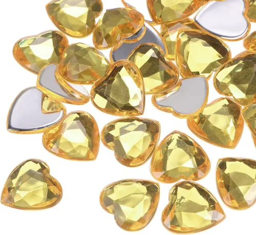 Miniatura 31 de MECCANIXITY 60 calcomanías acrílicas de diamantes de imitación de corazón de 0.315 in con parte trasera plana, gemas de plástico para manualidades