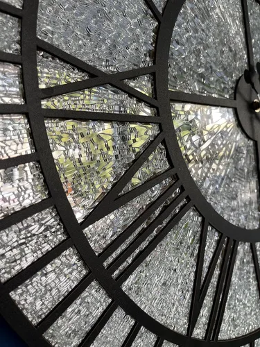 Miniatura 3 de Reloj de pared dorado con espejo grande, reloj de pared con espejo de plata real, relojes modernos para pared, reloj grande silencioso sin tictac
