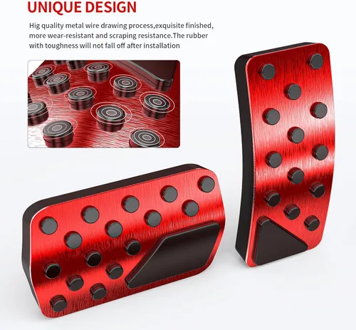Miniatura 8 de Funda para pedal de coche para Jeep Grand Cherokee Dodge Durango 2011-2024 2025 Aleación de aluminio Sin perforación Fundas de pedal de freno y Rojo