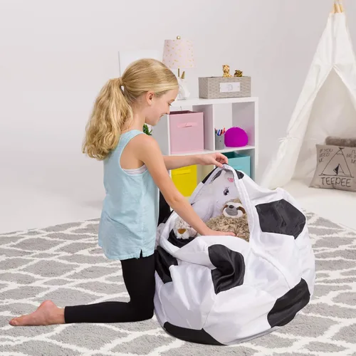 Miniatura 37 de Posh Stuffable - Sillón puff con almacenamiento para niños, contenedor de animales de peluche, organizador de juguetes de niños Lona rayas verde
