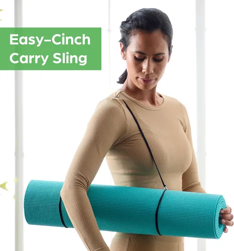 Miniatura 3 de Gaiam Essentials 1/4" Thin (6mm) Yoga & Pilates, Fitness & Exercise Mat with Easy-Cinch Carrier Strap Cusion Support For Fitness and Gym Workouts