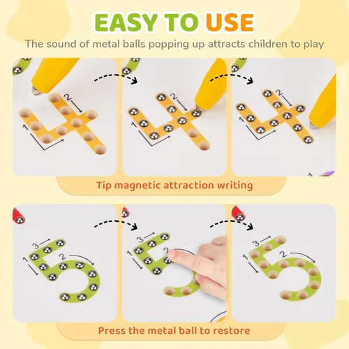 Miniatura 2 de GAMENOTE Tabla magnética de seguimiento de números, 2 en 1, números de doble cara 1-20, tablero de escritura para niños pequeños y niños, juguetes