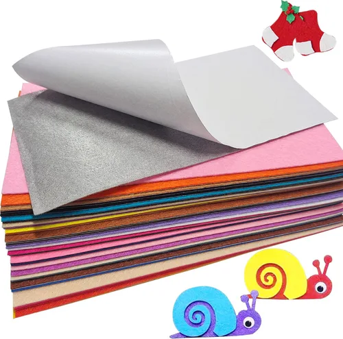 Miniatura 3 de Jtnohx Hojas de fieltro autoadhesivas, fieltro con parte trasera adhesiva, 33 piezas de 10 cm x 20 cm hojas rígidas, 33 colores hoja rígida