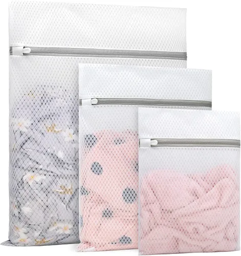 Muchfun 3 bolsas duraderas de malla de diamante para ropa delicada (1 grande, 1 mediana, 1 pequeña)
