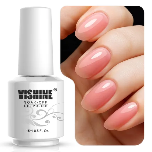 Miniatura 12 de Vishine 15ml de esmalte de uñas en gel blanco lechoso transparente, color desnudo, con acabado de gel de cristal, para quitar con lámpara UV o LED