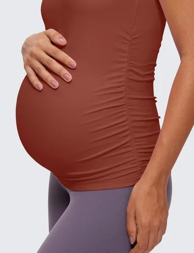 Miniatura 6 de CRZ YOGA Butterluxe - Camiseta sin mangas de maternidad con espalda en Y para mujer, fruncida, básica, sin mangas, atlética, para yoga