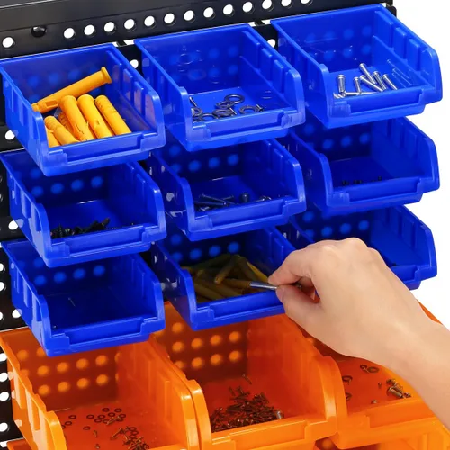 Miniatura 7 de Kit de 30 cubos de almacenamiento montados en la pared, estante organizador de herramientas, organizador de herramientas de garaje, contenedores