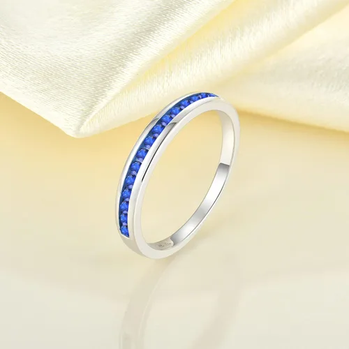 Miniatura 5 de YL Anillo apilable de plata de ley 925 con halo de piedras natales para mujeres