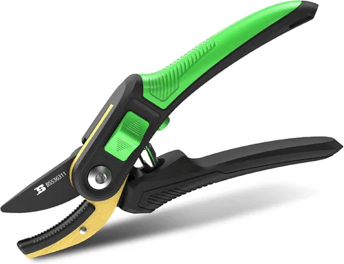 Tijeras de podar de derivación de 8.5 pulgadas, tijeras de jardinería, podadoras, herramientas afiladas de revestimiento de teflón SK5 con tira