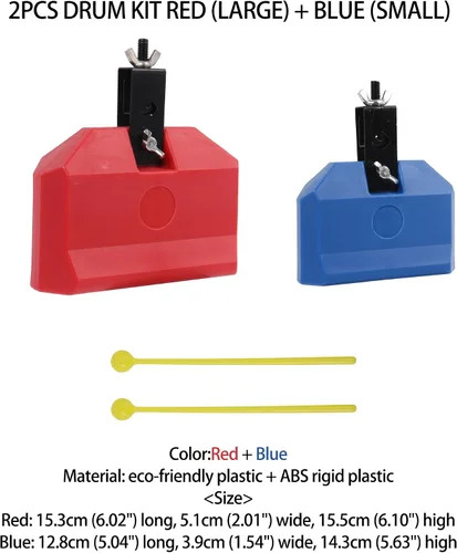 Miniatura 2 de Bloque de percusión musical de plástico 2PCS 170×150×50MM Bloque 150×120×40MM Rojo y Azul