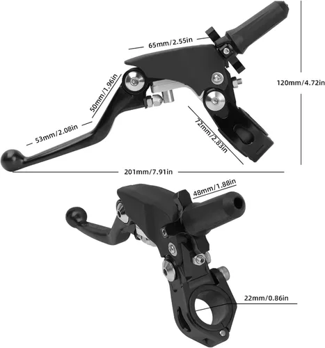 Miniatura 2 de 7/8" 22mm Manillar Universal de Aluminio para Motocicleta con Empuñadura de Embrague Plegable de 360° para Motocicleta de Calle, Deporte, Dirt Pit