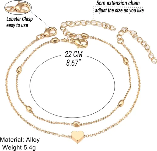 Miniatura 6 de Fesciory - Tobillera ajustable de aleación de oro, joyería de regalo, para mujer