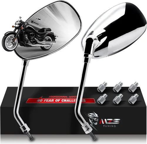 Espejos de motocicleta cromados MZS, espejos laterales universales de 10 mm y 8 mm con vista trasera, ajustable en 360 grados, compatibles con Cromo