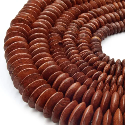 Miniatura 5 de Cuentas de platillo de madera Cuentas de madera en forma de platillo natural marrón rojo negro con agujeros de 0.059 pulgadas - 0.394 in, 0.472