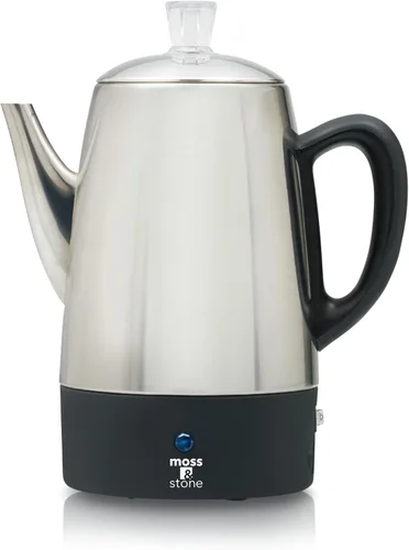 Miniatura 9 de Precolador de café eléctrico Moss & Stone - Cuerpo con tapas de acero inoxidable, cafetera, olla eléctrica, capacidad de 10 tazas
