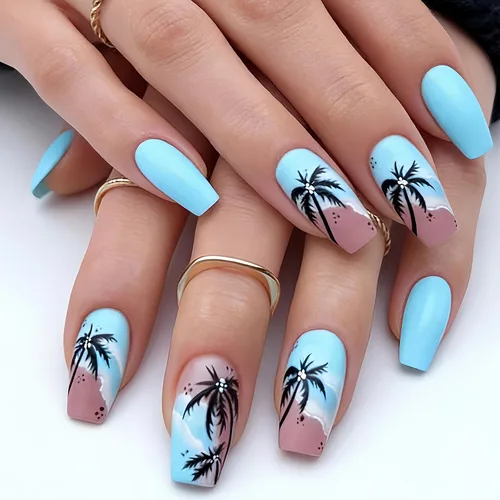 Miniatura 13 de MISUD Uñas postizas a presión – Uñas postizas largas con punta francesa negra, diseño de diamantes de imitación verde acrílico, 24 piezas 01702verde