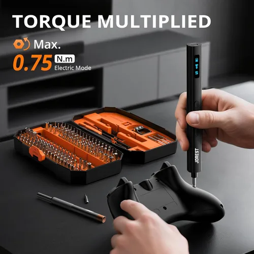 Miniatura 2 de JOREST Mini destornillador eléctrico 155 en 1 inalámbrico, juego de destornilladores eléctricos de precisión, 5 niveles de par (máximo 0.75 N.m)