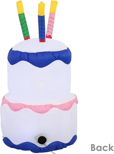 Miniatura 8 de Sunnydaze Decoración inflable de pastel de cumpleaños de 4 pies, ventilador y luces LED