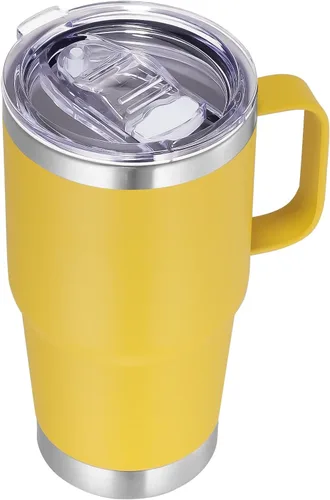 Miniatura 14 de VEGOND - Vaso de viaje de 20 oz con asa, tapa con cierre y popote, de acero inoxidable, aislante, taza de café, a prueba de derrames, de doble Verde