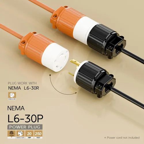 Miniatura 2 de Nema L16-30P Macho 30A 480V Enchufe de alimentación de CA de grado industrial, [ETL] NEMA L16-30P Enchufe de bloqueo, 3 polos, conexión a tierra